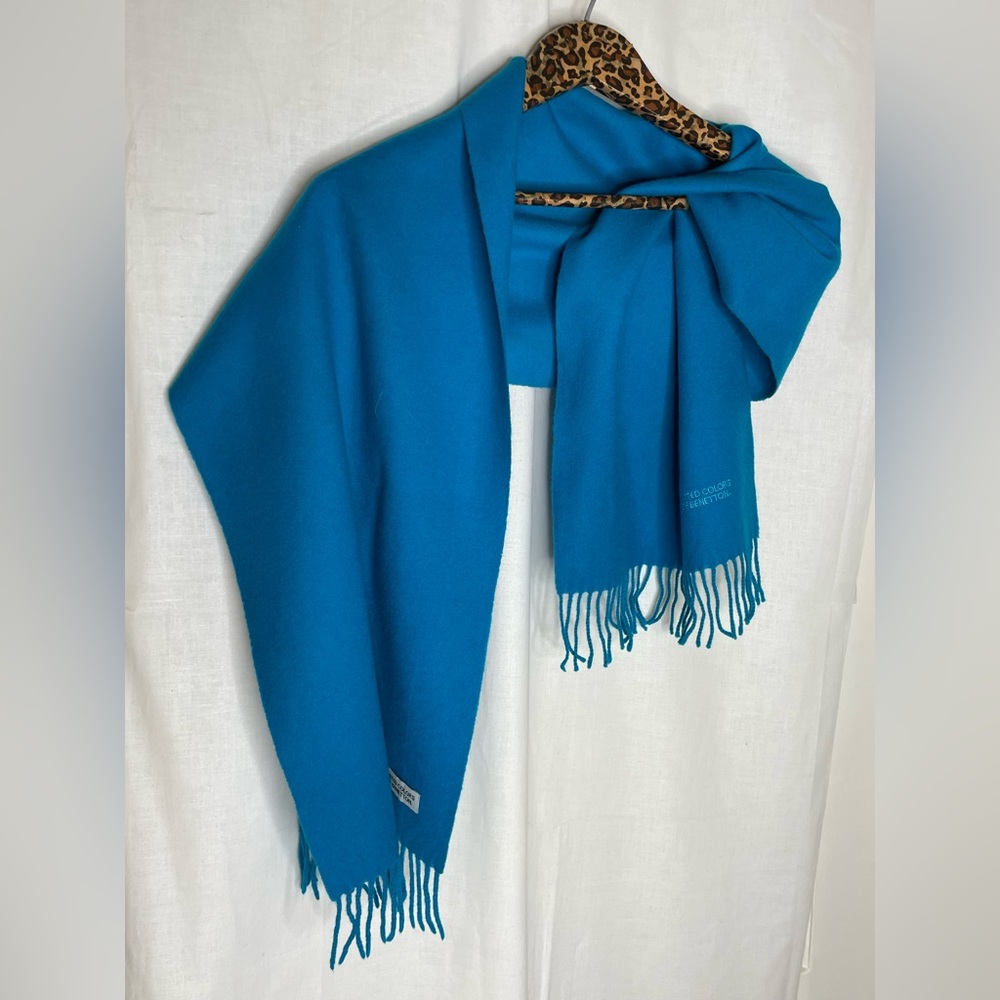 Blue soft wool Benetton scarf